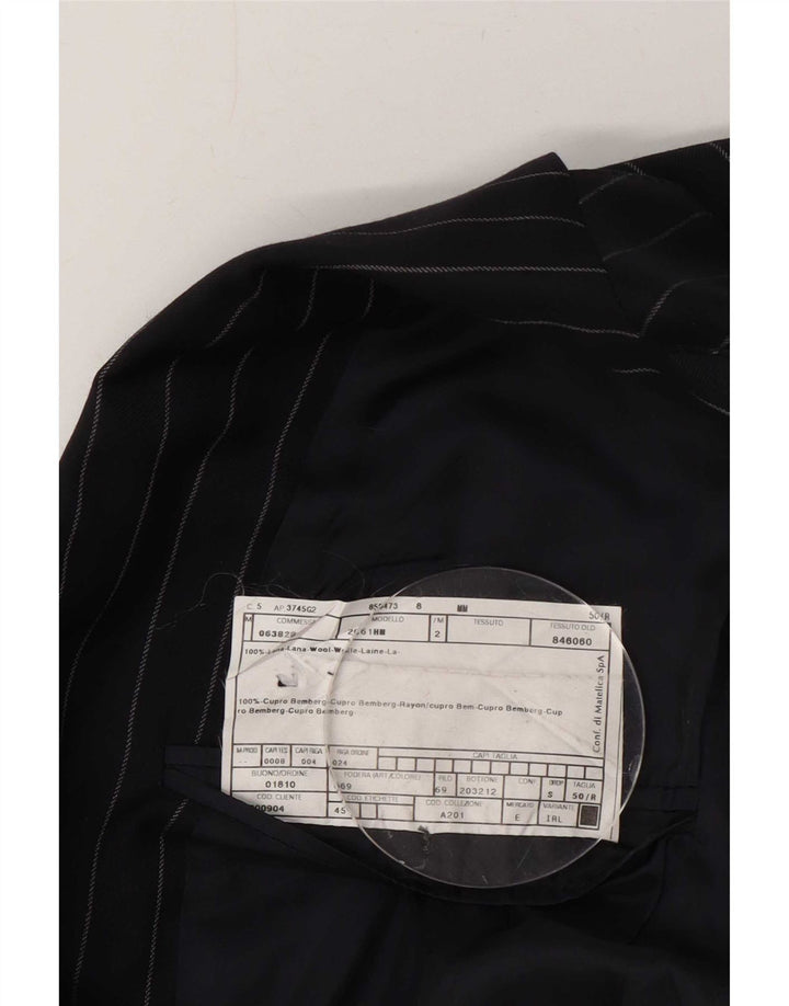 Armani Herren 2-Knopf-Blazerjacke IT 50 Große marineblaue Nadelstreifenwolle