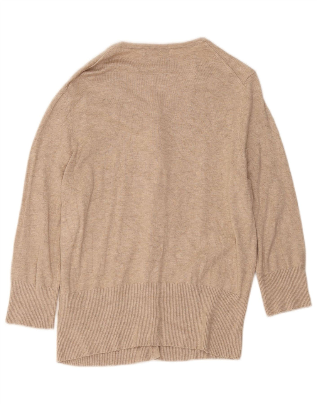 Marks & Spencer Damen-Strickjacke mit 3/4-Ärmeln, UK 12, Mittelbeige