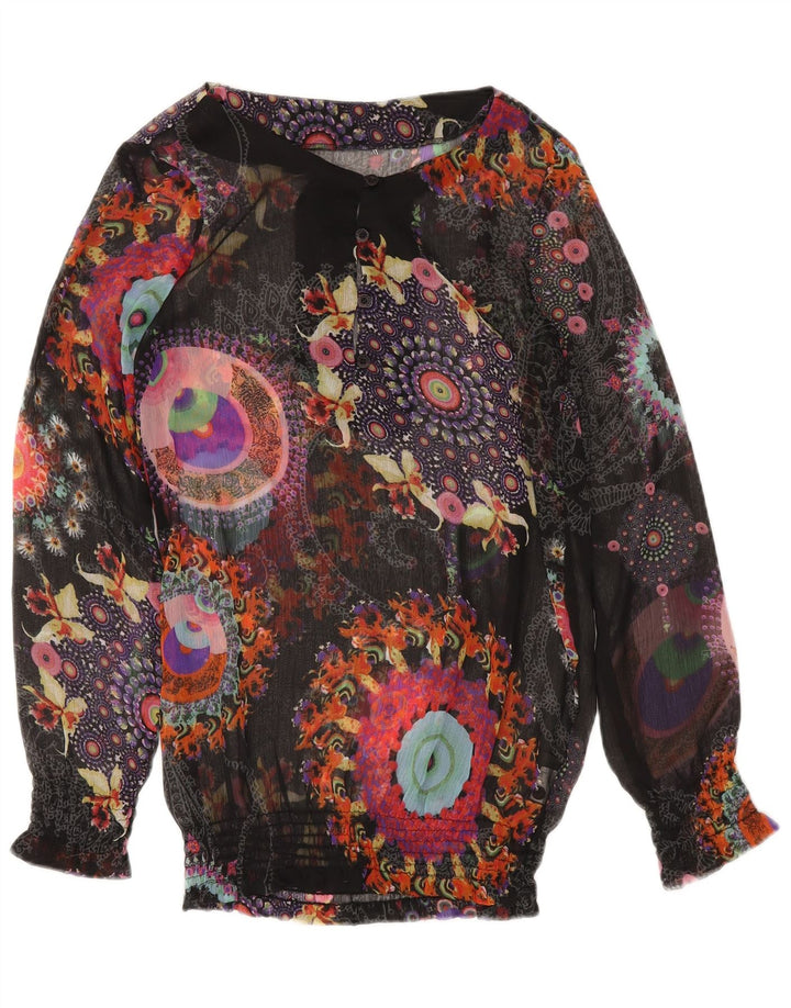 Desigual Damen Durchsichtiges Blusenoberteil UK 12 Medium Mehrfarbig mit Blumenmuster