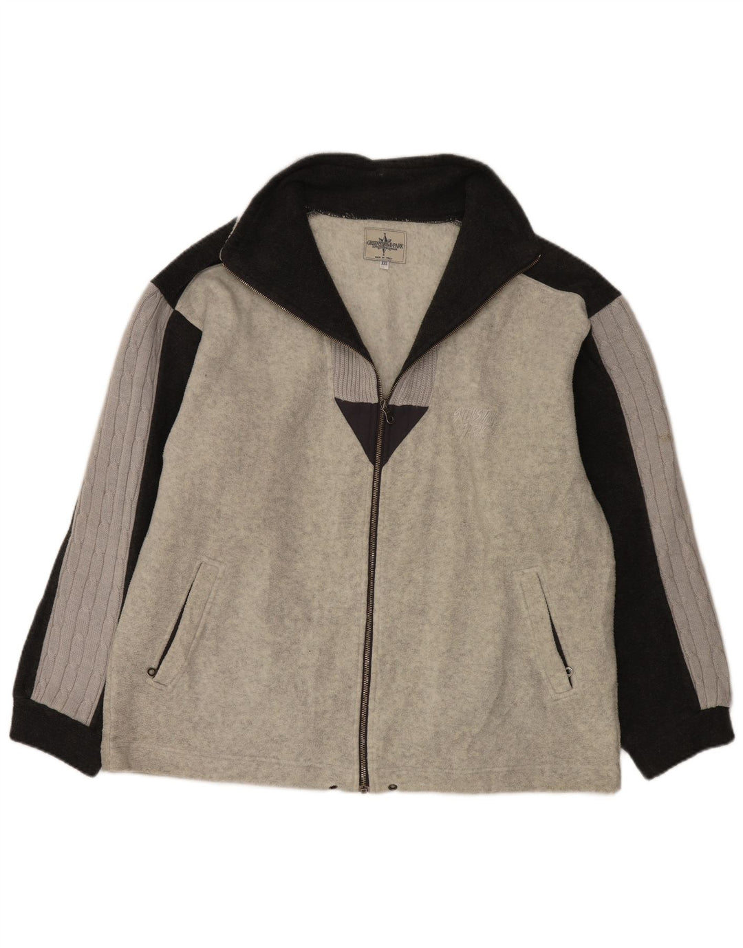 Greenstone Park Herren-Strickfleecejacke UK 44 2XL Grauer Farbblock