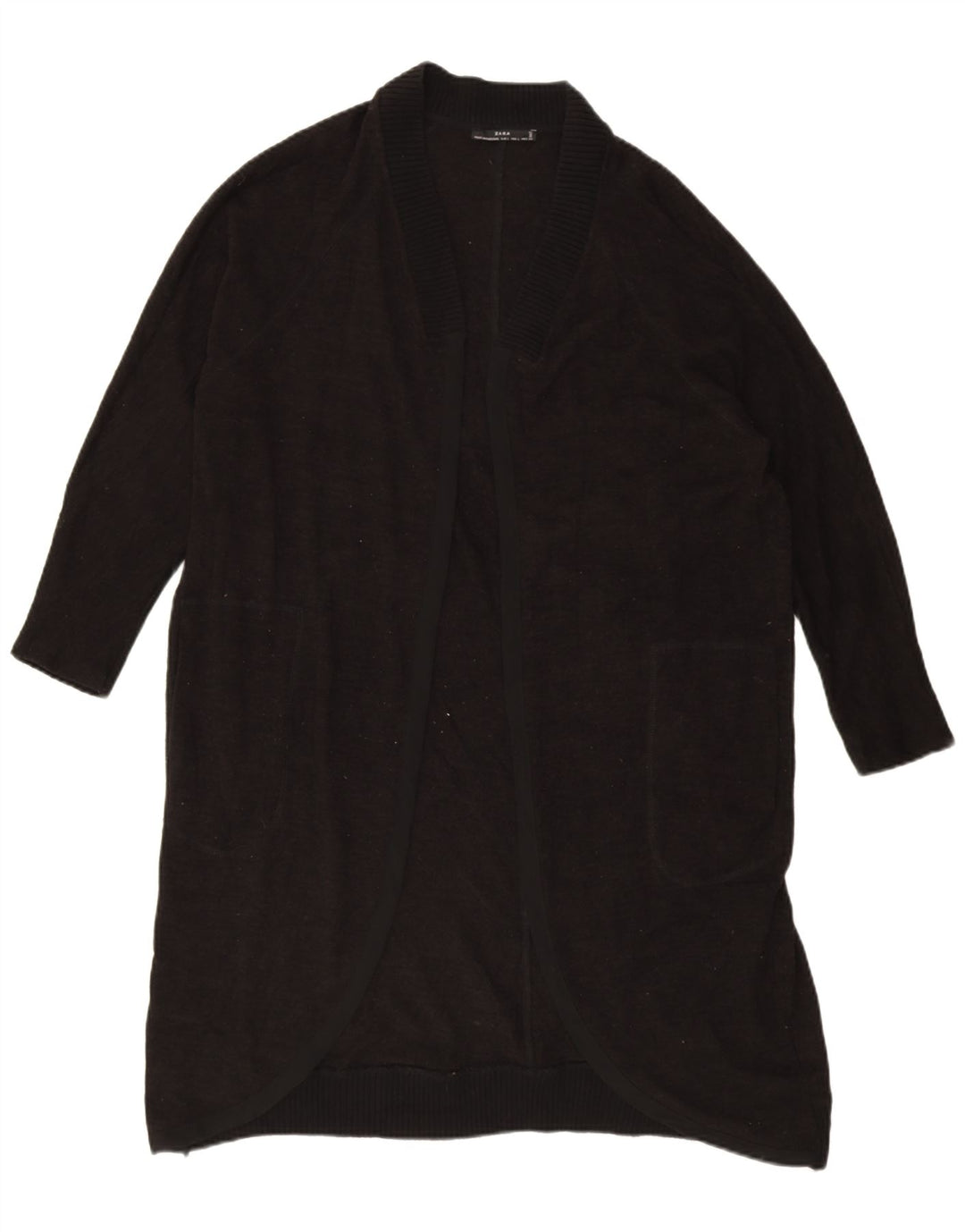 Zara Damen-Strickjacke, übergroß, lang geschnitten, Gr. 40, Größe L, Schwarz, Polyester