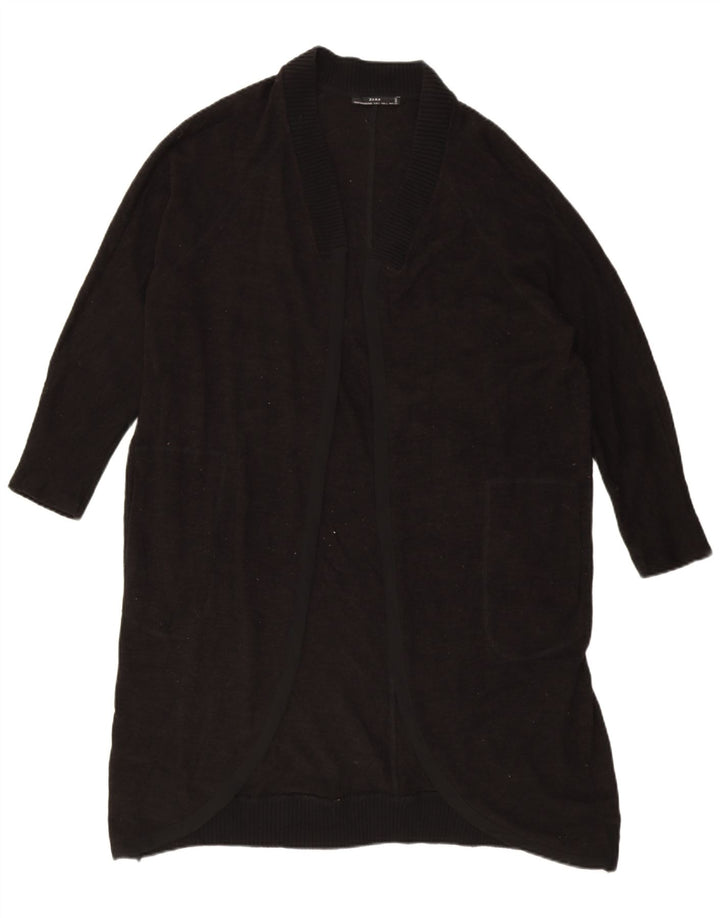 Zara Damen-Strickjacke, übergroß, lang geschnitten, Gr. 40, Größe L, Schwarz, Polyester