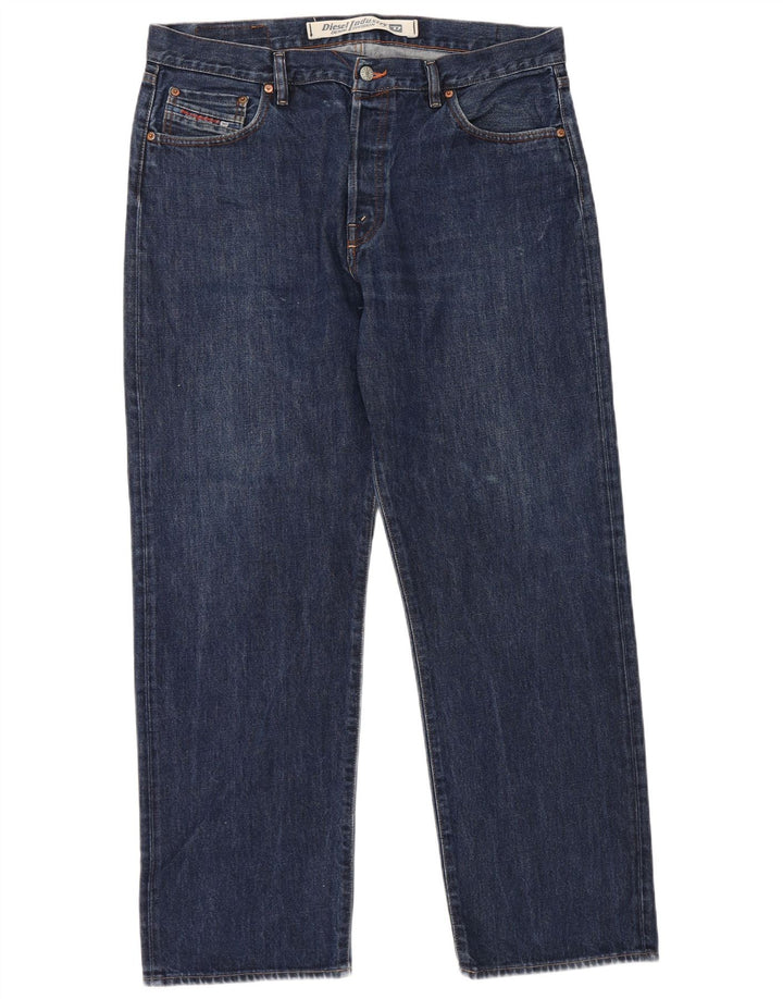Diesel Herren Straight Jeans W38 L30 Marineblaue Baumwolle