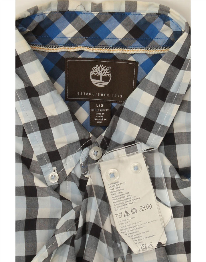 Timberland Herren-Hemd mit normaler Passform, groß, blau kariert, Baumwolle