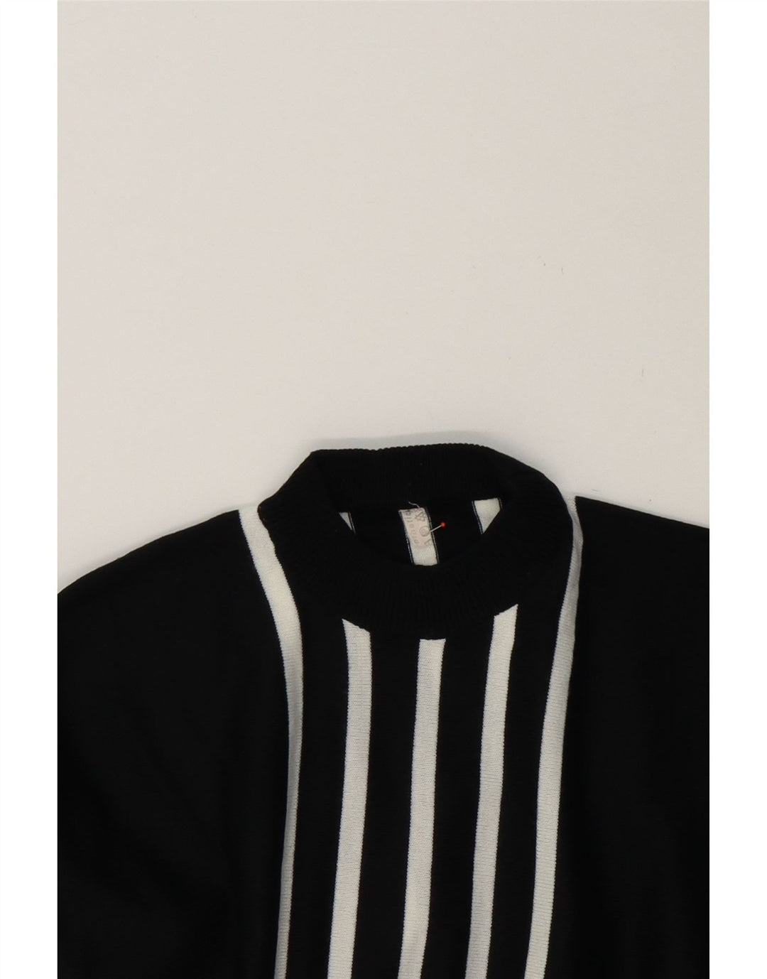 VINTAGE Womens Turtle Neck Jumper Sweater UK 14 Medium Black Striped Vintage Vintage and Second-Hand Vintage from Messina Hembry 