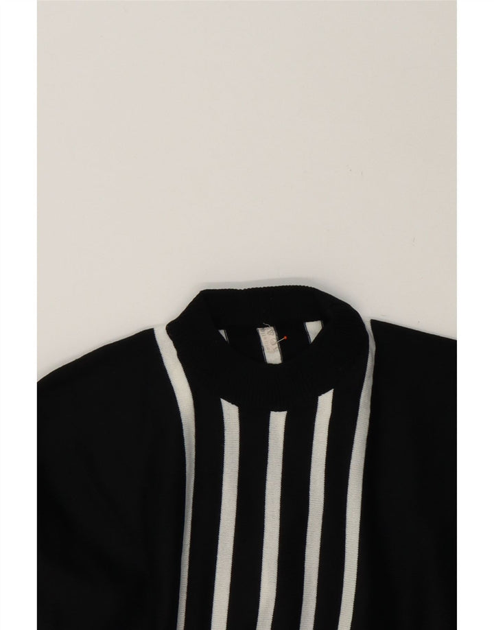 VINTAGE Womens Turtle Neck Jumper Sweater UK 14 Medium Black Striped Vintage Vintage and Second-Hand Vintage from Messina Hembry 