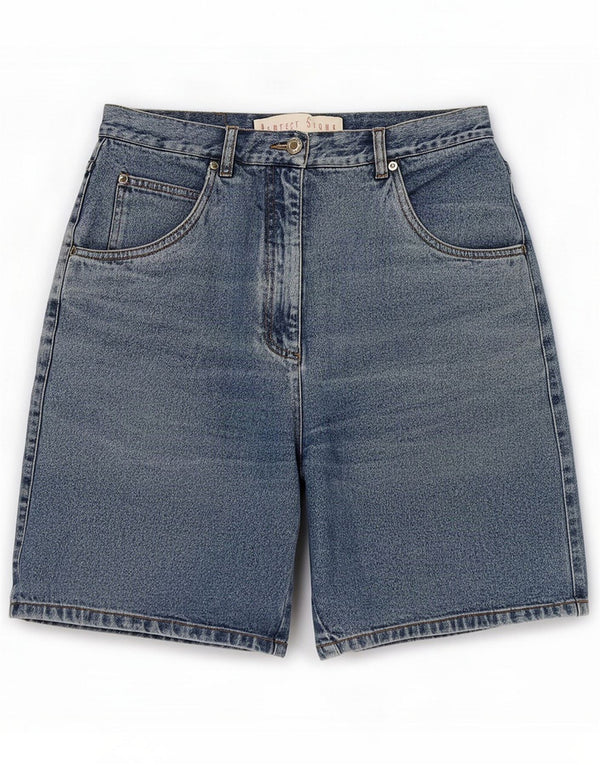 Vintage Womens Denim Shorts EU 44 XL W34 Blue Cotton