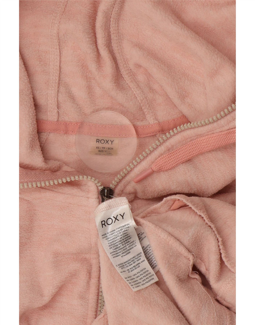 ROXY Damen-Fleecejacke mit Kapuze, UK 6, XS, rosa geflecktes Polyester