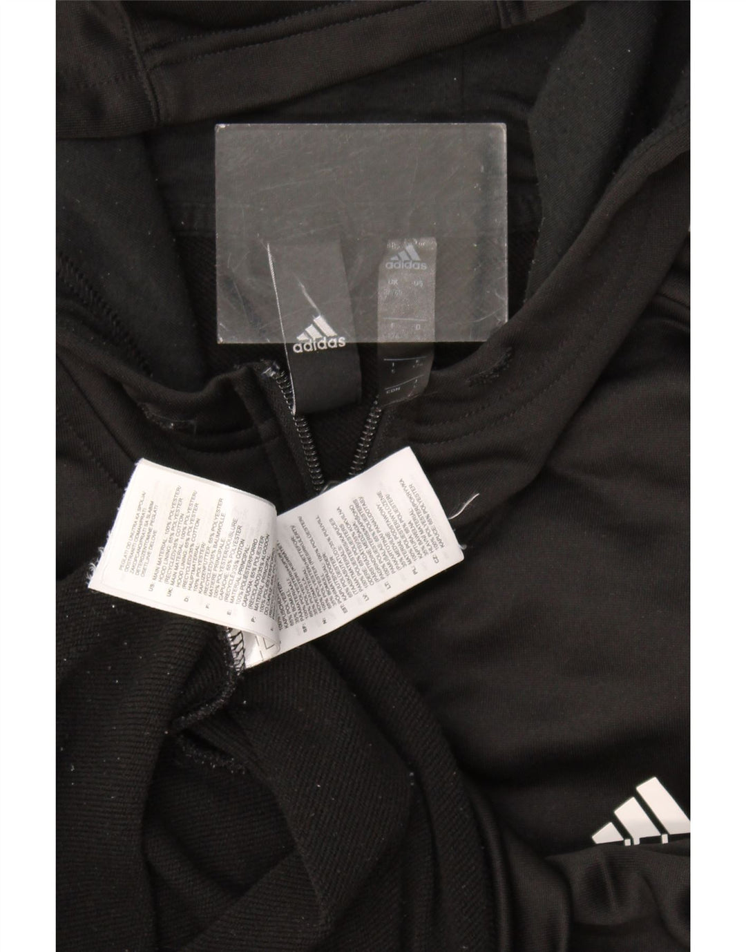 Adidas Herren Zip Hoodie Pullover UK 38/40 Mittelschwarzes Polyester
