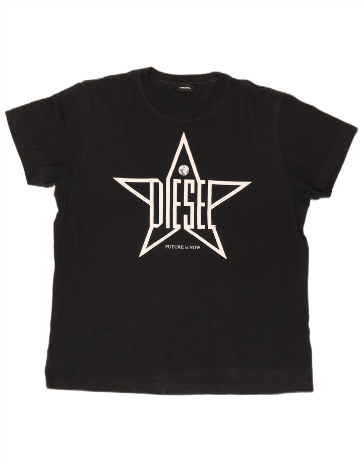 Diesel Herren-T-Shirt mit Grafik, groß, aus schwarzer Baumwolle