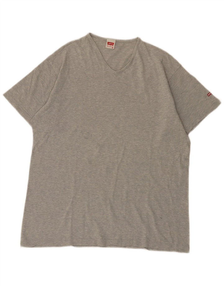Levi's Herren-T-Shirt-Oberteil aus mittelgrau gefleckter Baumwolle