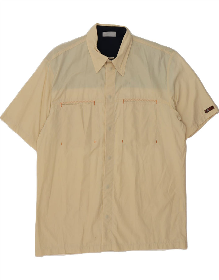 SERGIO TACCHINI Mens Short Sleeve Shirt Large Yellow Polyester Vintage Sergio Tacchini and Second-Hand Sergio Tacchini from Messina Hembry 