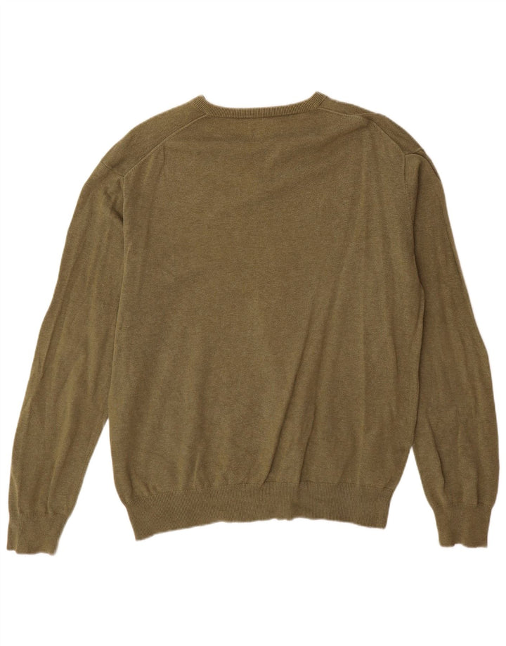 Gant Herren-Pullover mit V-Ausschnitt, XL, Khaki, Baumwolle