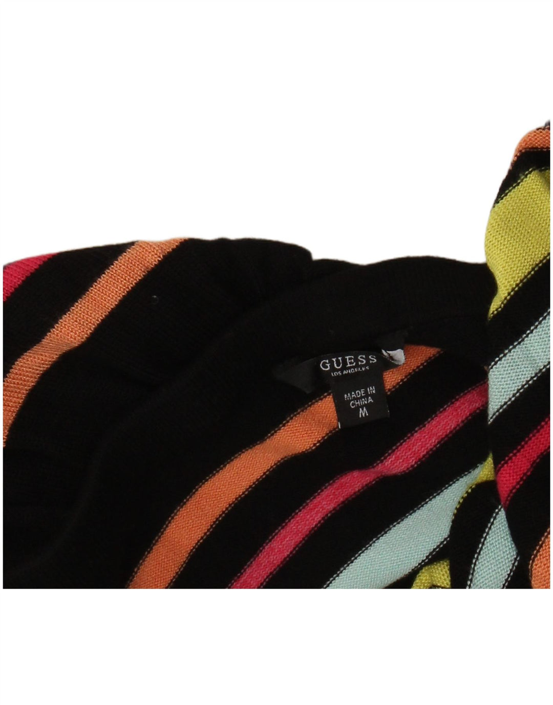 GUESS Damen Crop Off Shoulder Top UK 12 Medium Mehrfarbig gestreift