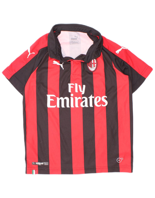 Puma Jungen AC Milan Grafik-Poloshirt, 9–10 Jahre, rot gestreift, Polyester