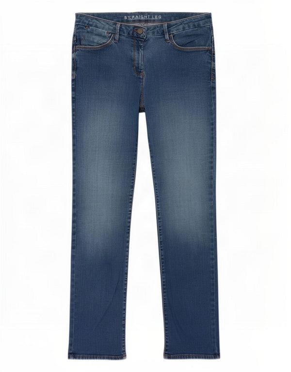 Marks & Spencer Damen Straight Jeans UK 14 Large W32 L29 Blaue Baumwolle