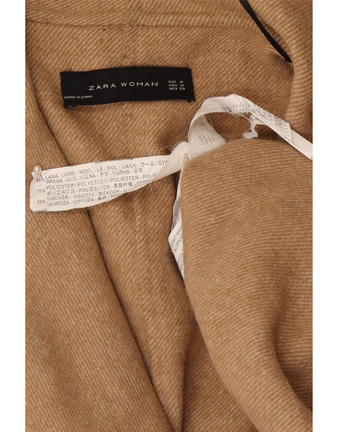 Zara Damen Übergroßer Mantel UK 14 Mittelbeige Wolle
