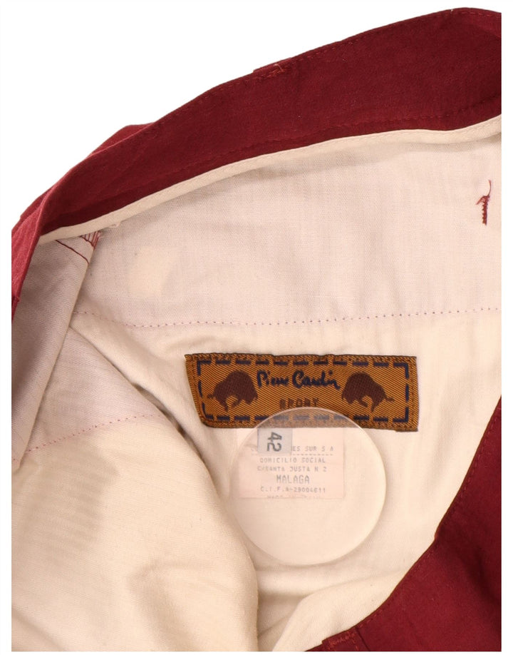 PIERRE CARDIN Damen Pegged Chino Shorts IT 42 Medium W30 Burgunderrote Baumwolle