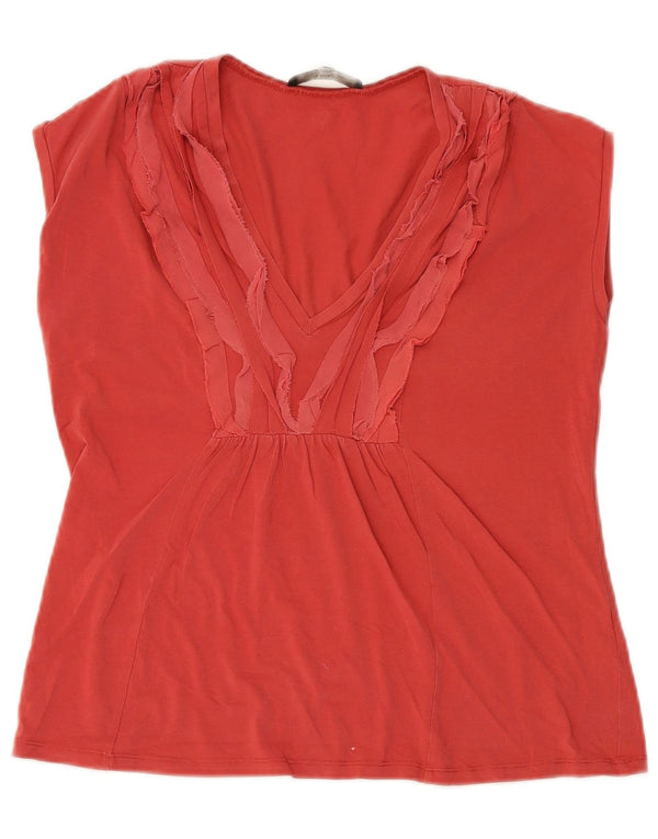 Max Mara Damen Weekend Ärmelloses Crop Top UK 14 Große rote Baumwolle
