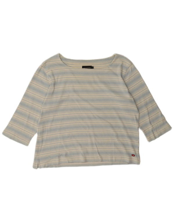 Diadora Damen-Top, 3/4-Ärmel, UK-Größe 16, Größe L, blau gestreift, Baumwolle