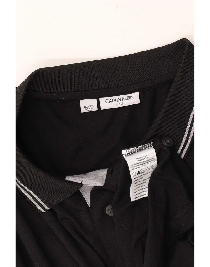 Calvin Klein Herren Poloshirt 2XL Schwarz gestreift Polyester
