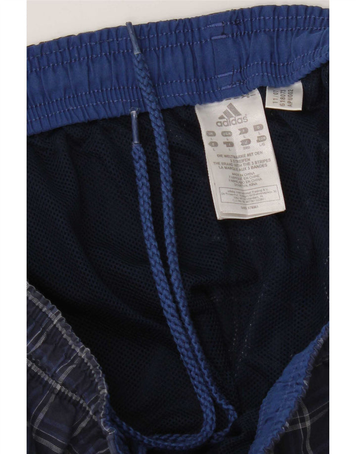 Adidas Herren-Badeshorts, groß, marineblau, kariert, Polyester