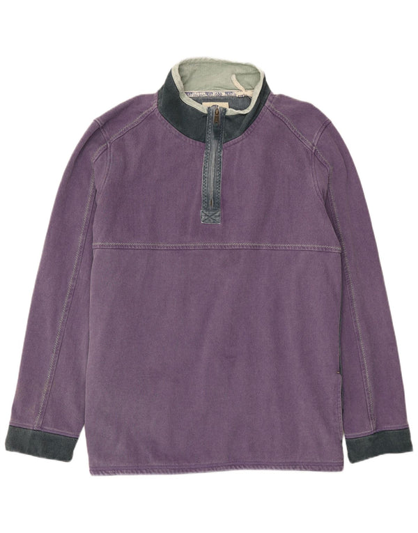 Fat Face Herren-Sweatshirt mit Reißverschluss am Hals, 4XL, Lila, Colourblock-Baumwolle