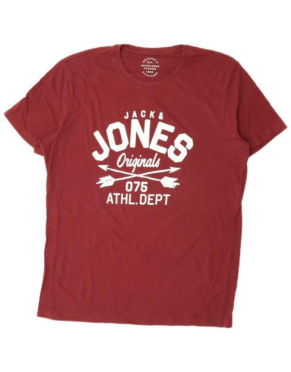 Jack & Jones Herren Grafik T-Shirt Top XL Kastanienbraun Baumwolle