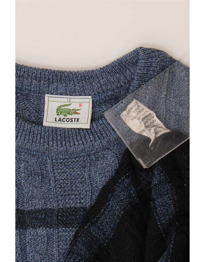 Lacoste Jungen-Pullover mit Rundhalsausschnitt, 11–12 Jahre, blaue Colourblock-Wolle
