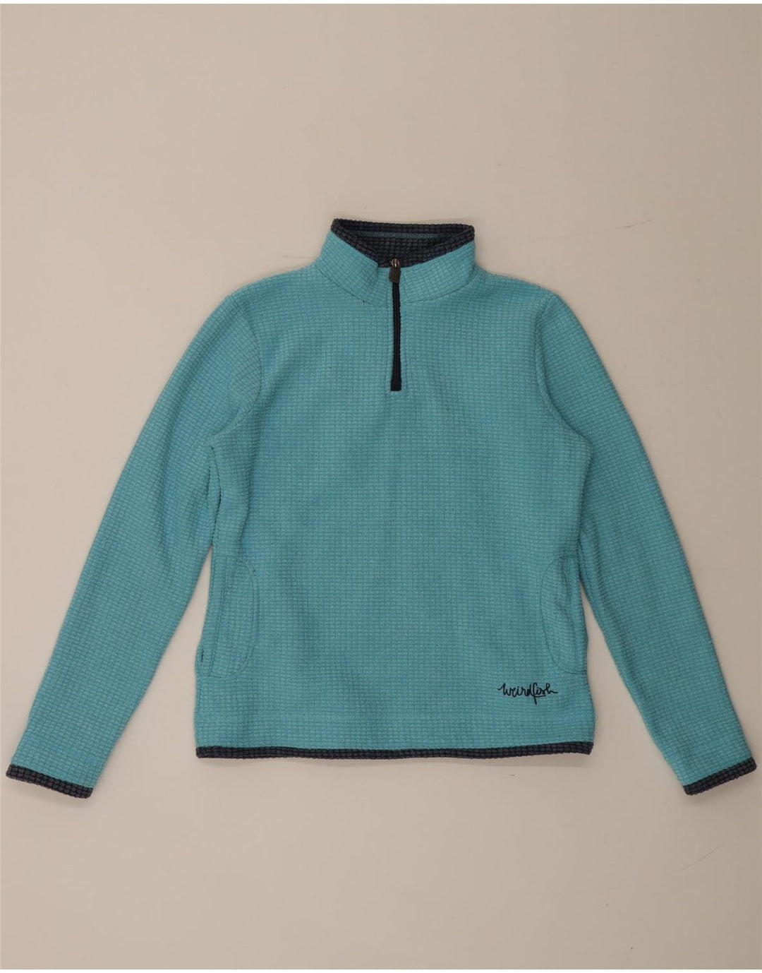 Weird Fish Damen-Fleecepullover mit Reißverschluss am Hals, UK 12, Mittelblau, Polyester