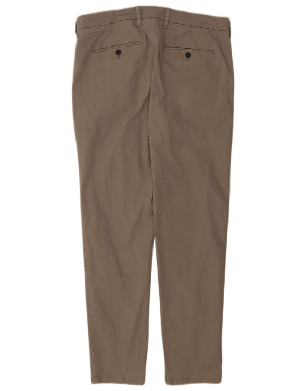 Marks & Spencer Herren Slim Fit Chinohose W34 L31 Graue Baumwolle