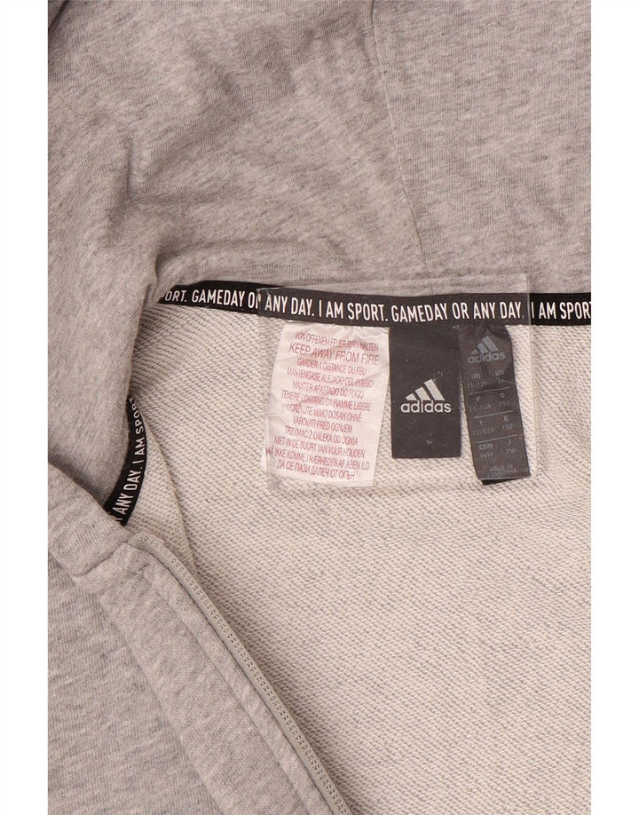 ADIDAS Jungen-Kapuzenpullover mit Reißverschluss, 11–12 Jahre, Grau
