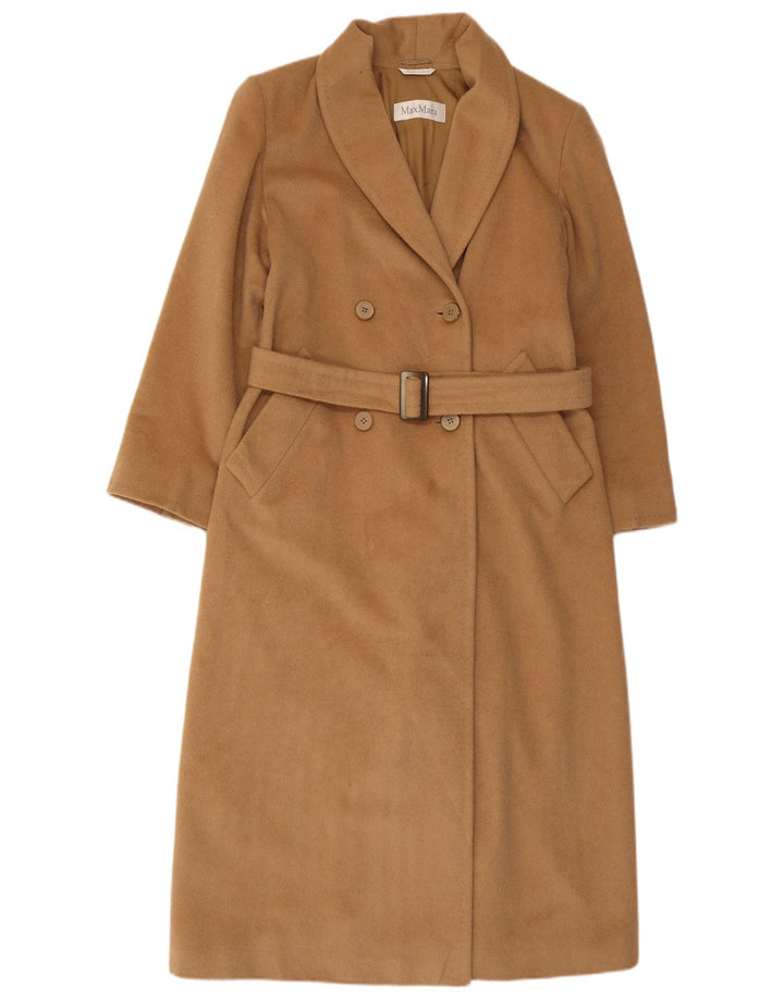 Max Mara Damen Zweireihiger Mantel UK 12 Medium Beige Camelhair Classic