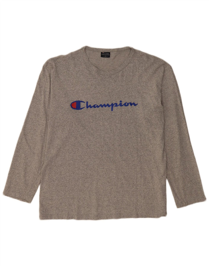 CHAMPION Mens Graphic Top Long Sleeve XL Grey Flecked