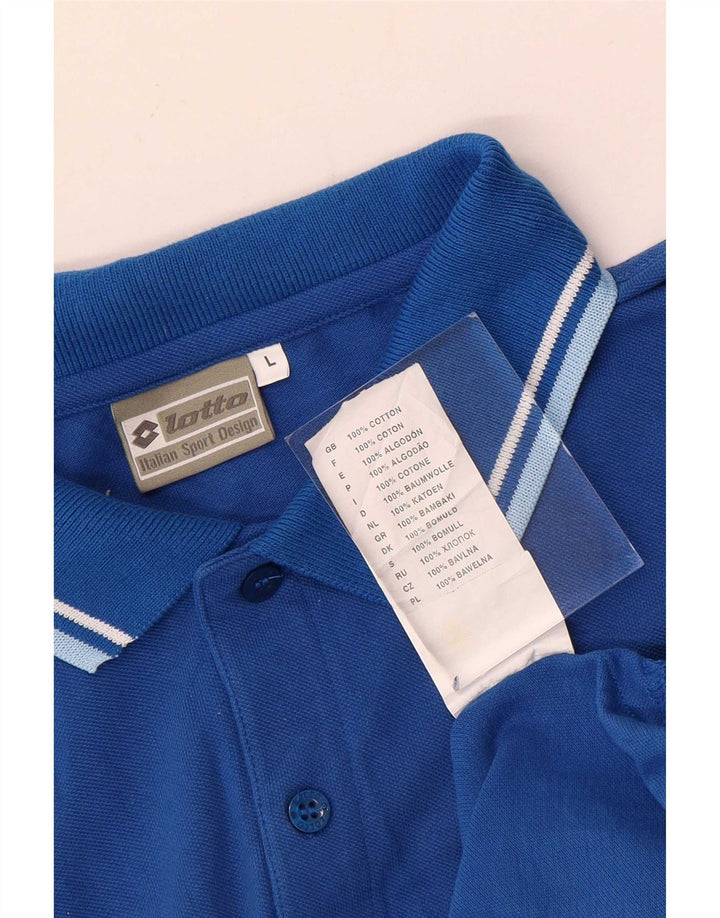 Lotto Herren-Poloshirt, groß, blau gestreift, Baumwolle