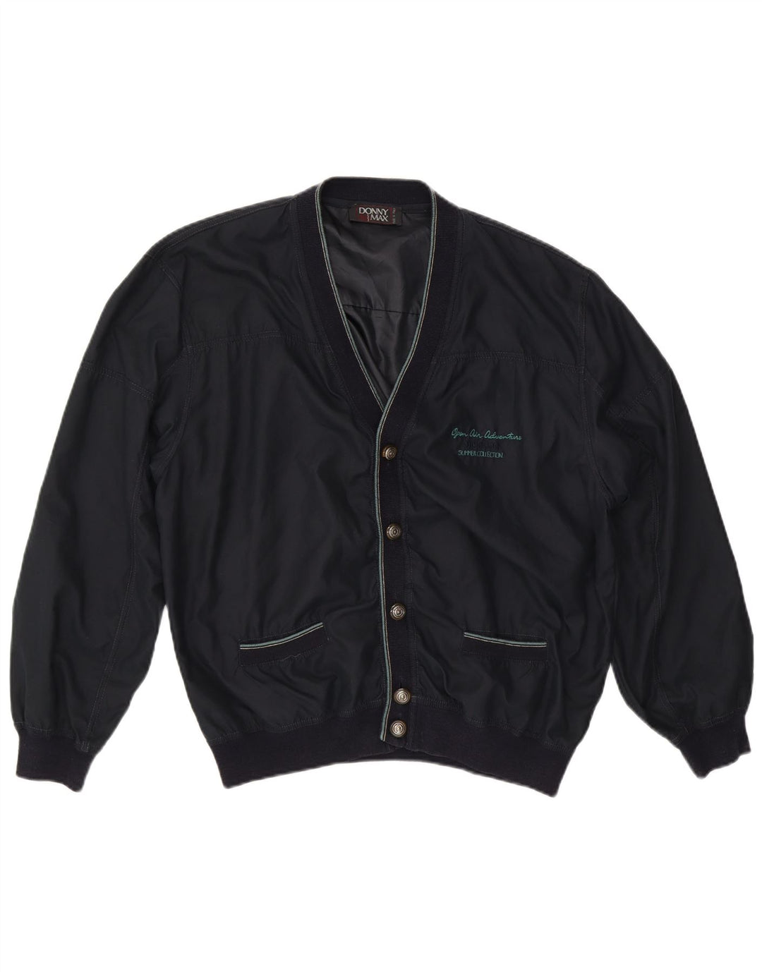 DONNY & MAX Mens Bomber Jacket UK 42 XL Navy Blue Polyester