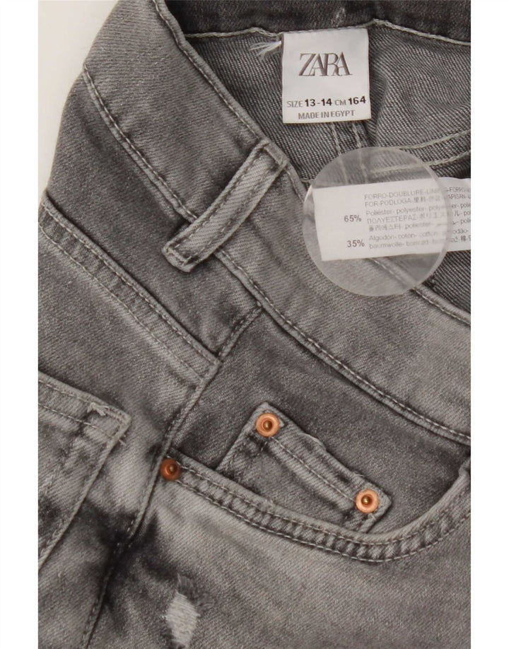 Zara Distressed Denim Shorts für Jungen, 13–14 Jahre, W26, graues Polyester