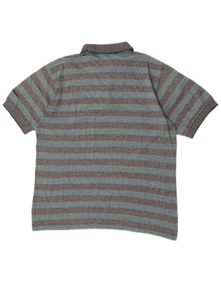 Sergio Tacchini Herren-Poloshirt, groß, blau gestreift, Baumwolle