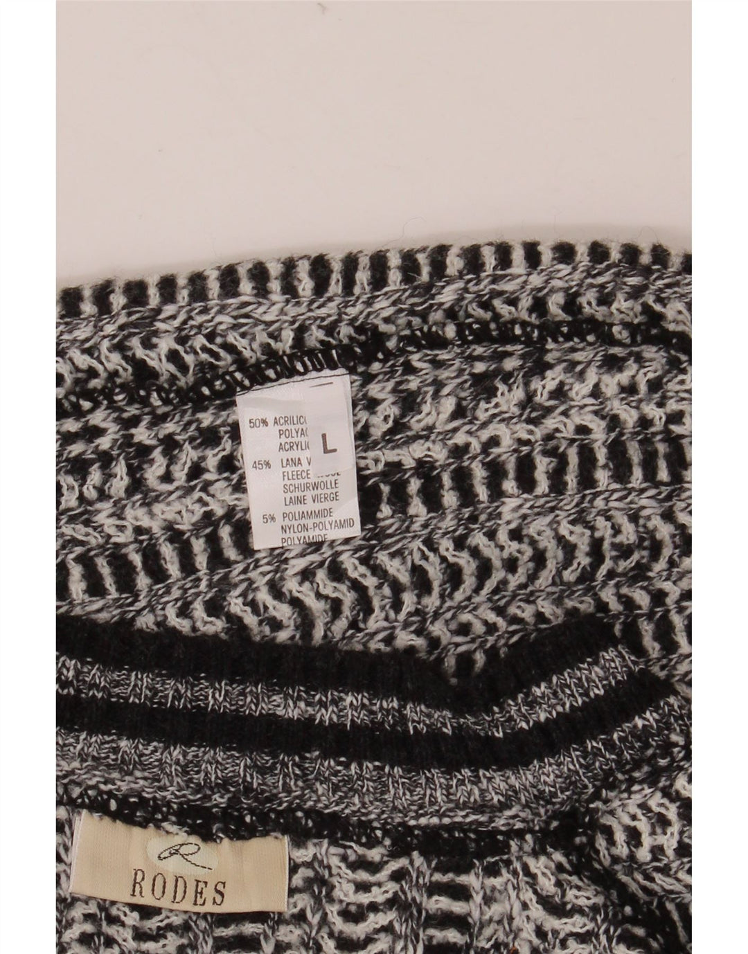 RODES Herren-Pullover mit V-Ausschnitt, groß, grau gestreift, Acryl