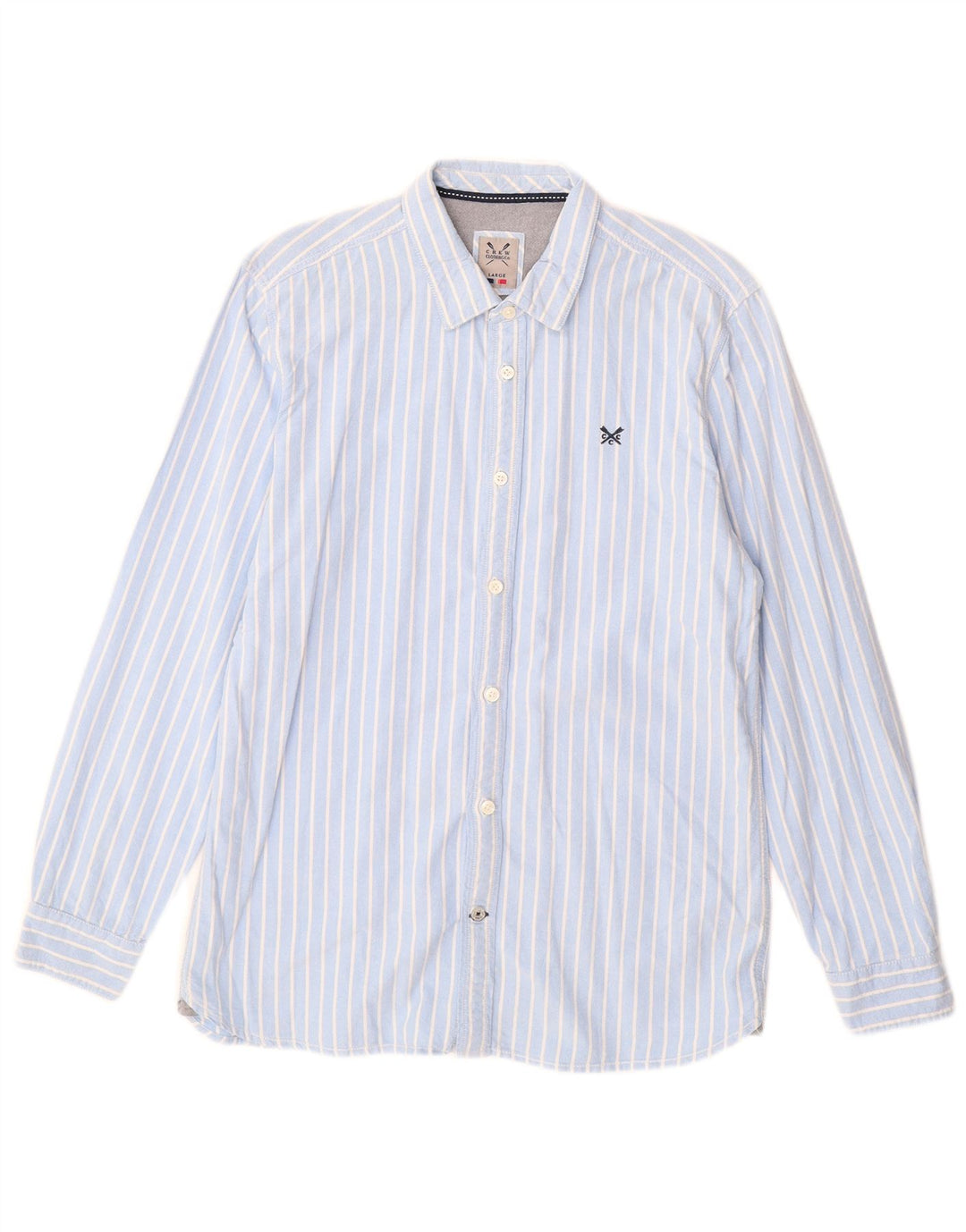 CREW CLOTHING Herrenhemd, groß, blau gestreift, Baumwolle