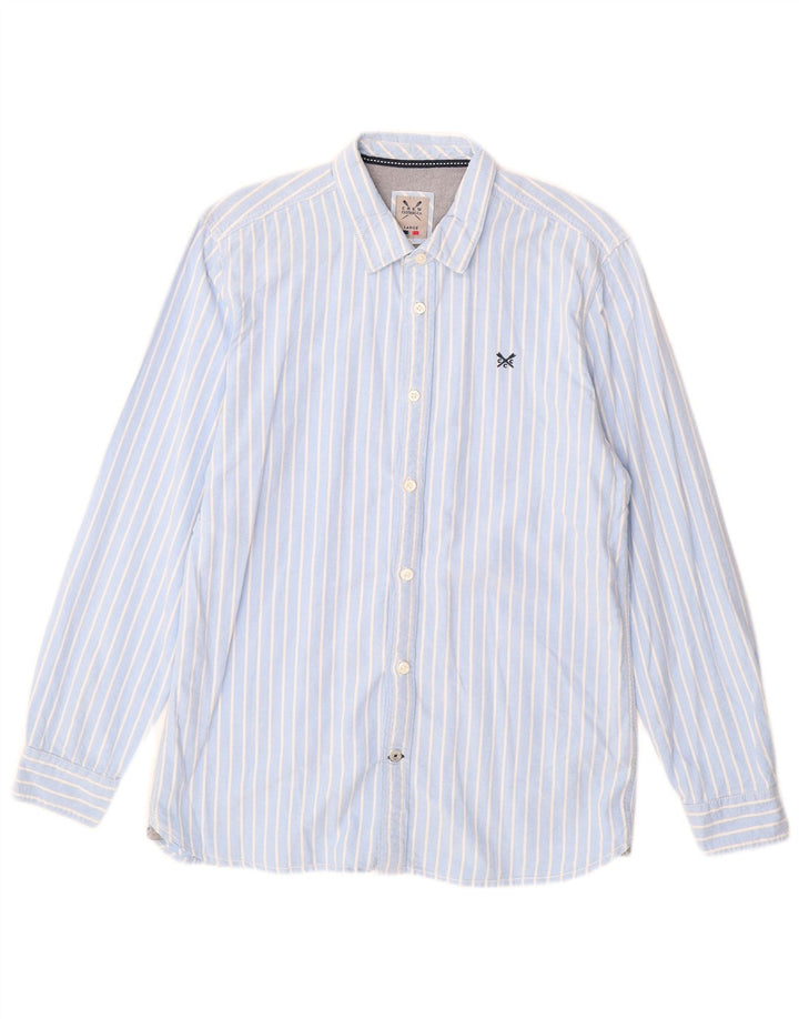 CREW CLOTHING Herrenhemd, groß, blau gestreift, Baumwolle
