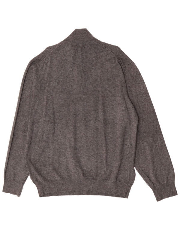 Pierre Cardin Herren-Pullover mit Reißverschluss am Hals, 2XL, graue Viskose, klassisch