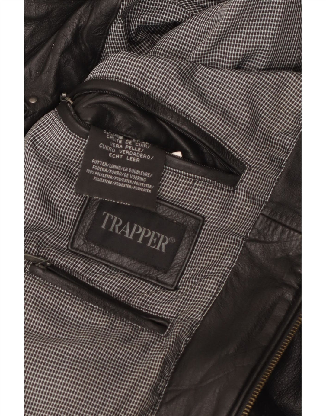 Trapper Herren Lederjacke IT 50 Großes schwarzes Leder