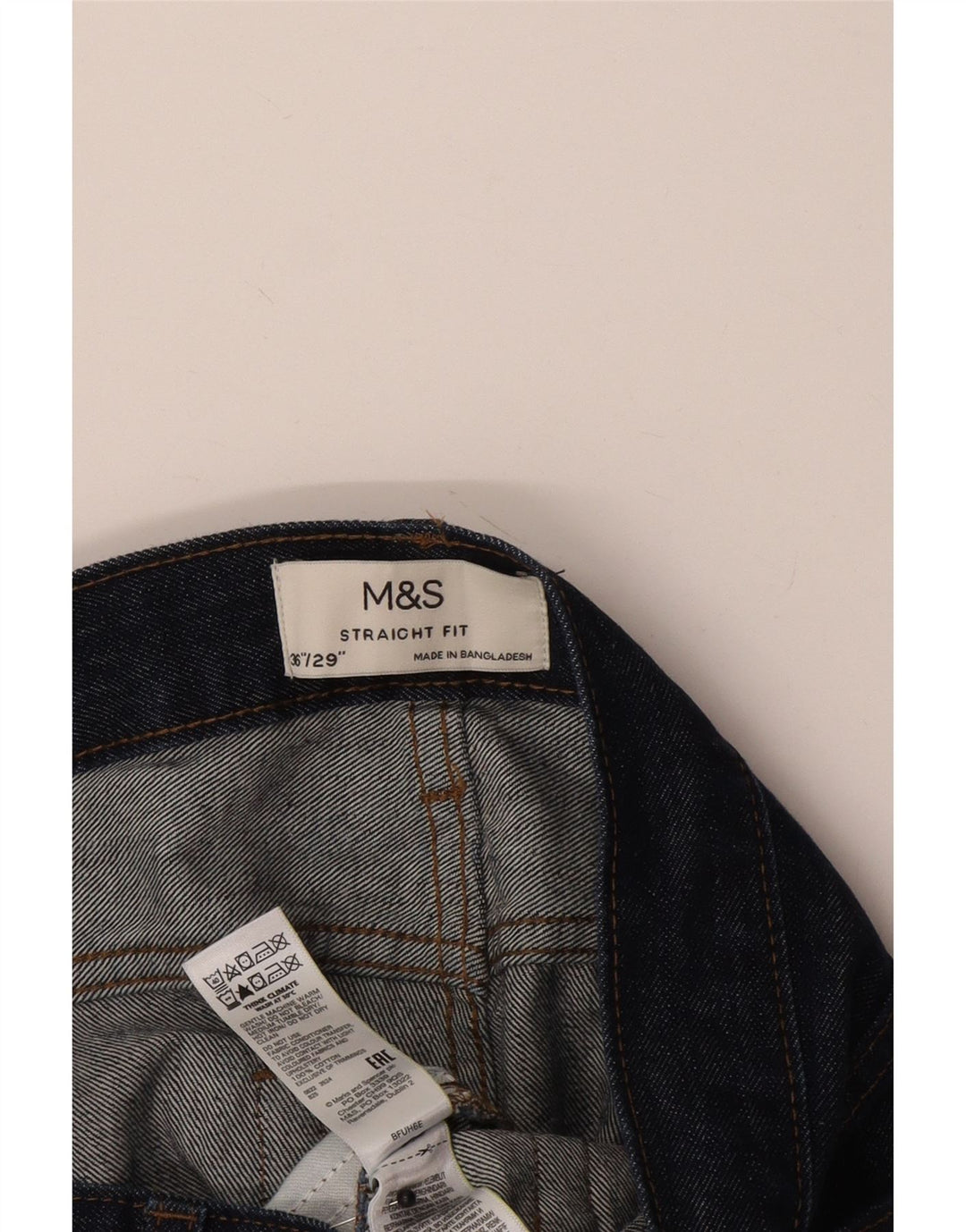 Marks & Spencer Herren Straight Jeans W36 L29 Marineblau Baumwolle