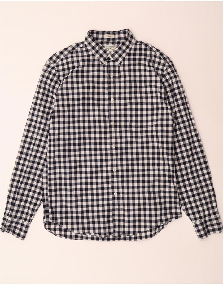 J. Crew Slim-Hemd für Herren, groß, marineblau, Gingham-Baumwolle