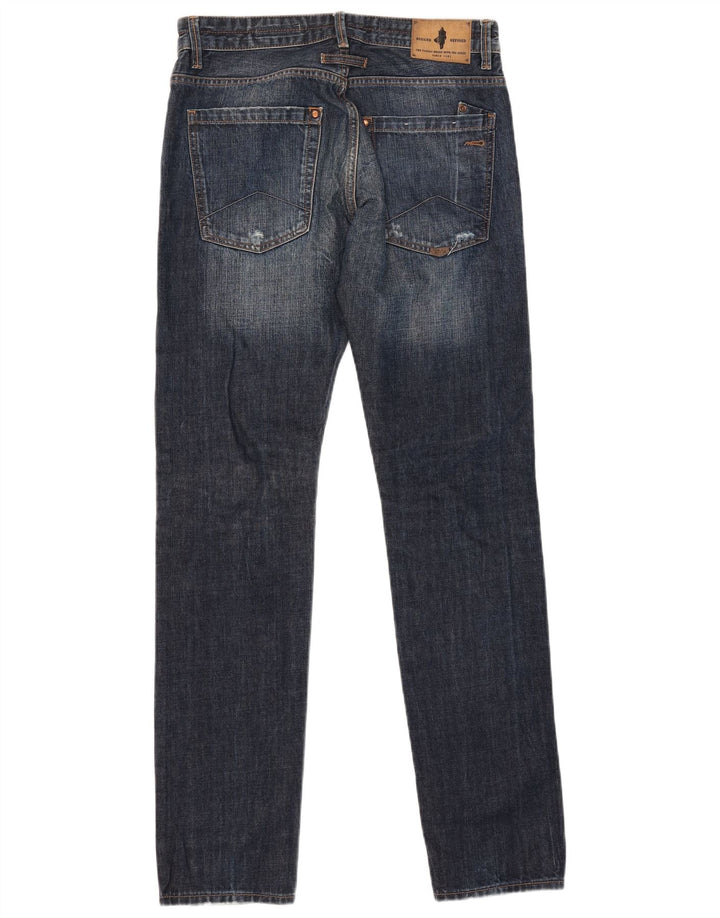 MARLBORO CLASSICS Herren Distressed Regular Tapered Jeans W31 L34 Blau