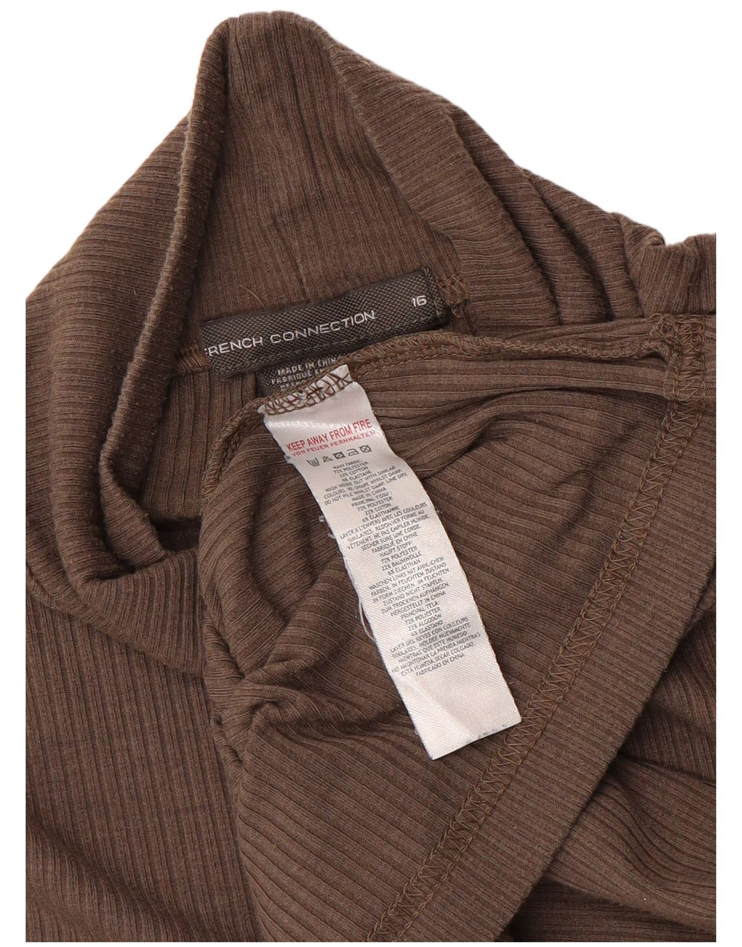 French Connection Damen-Top, langärmelig, UK-Größe 44, Größe L, braun, Polyester