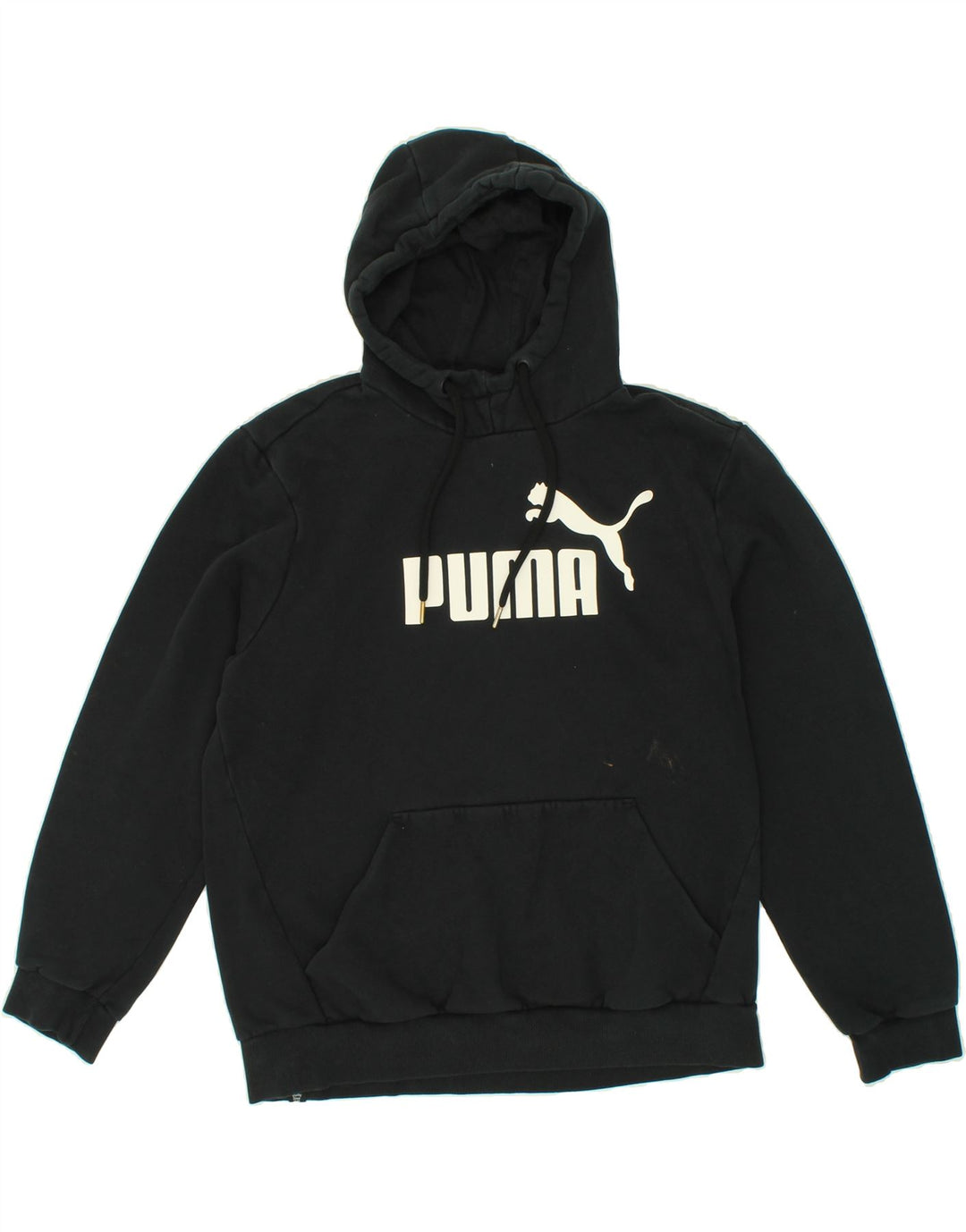 PUMA Mens Graphic Hoodie Jumper Large Black Cotton Vintage Puma and Second-Hand Puma from Messina Hembry 