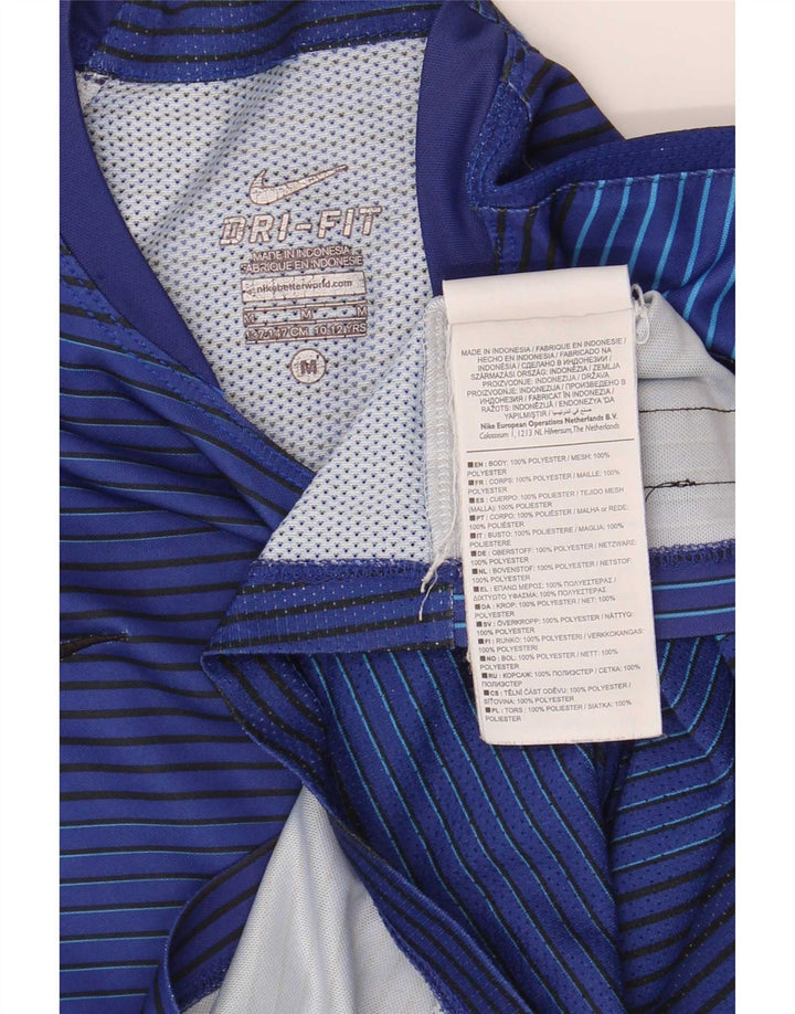 Nike Dri Fit T-Shirt-Oberteil für Jungen, 10–11 Jahre, mittelblau gestreift, Polyester