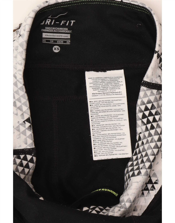 Nike Damen-Laufleggings XS W25 L30 Schwarzes Colourblock-Polyester